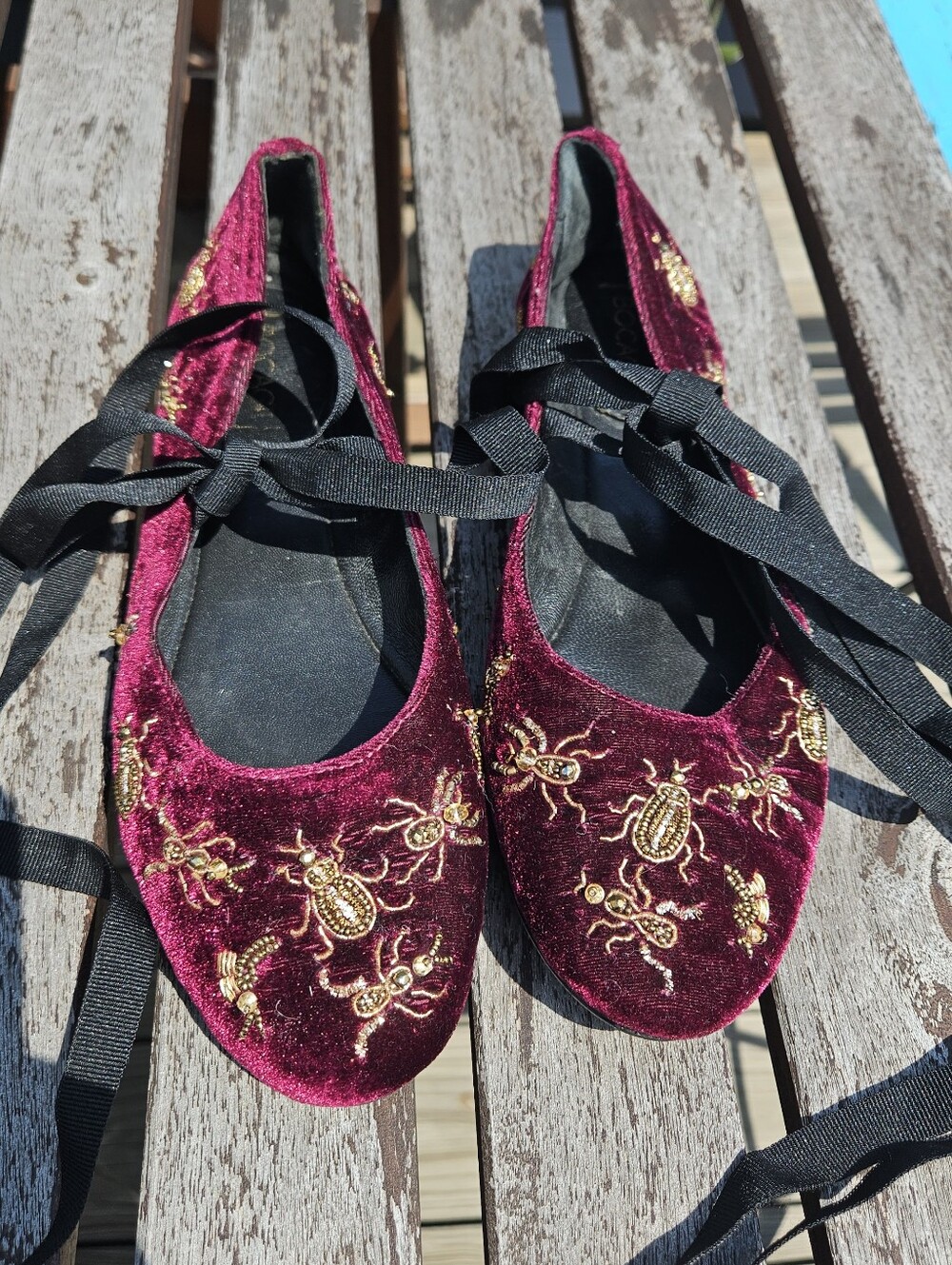 Bocage Beaded Bug Ballet Flats